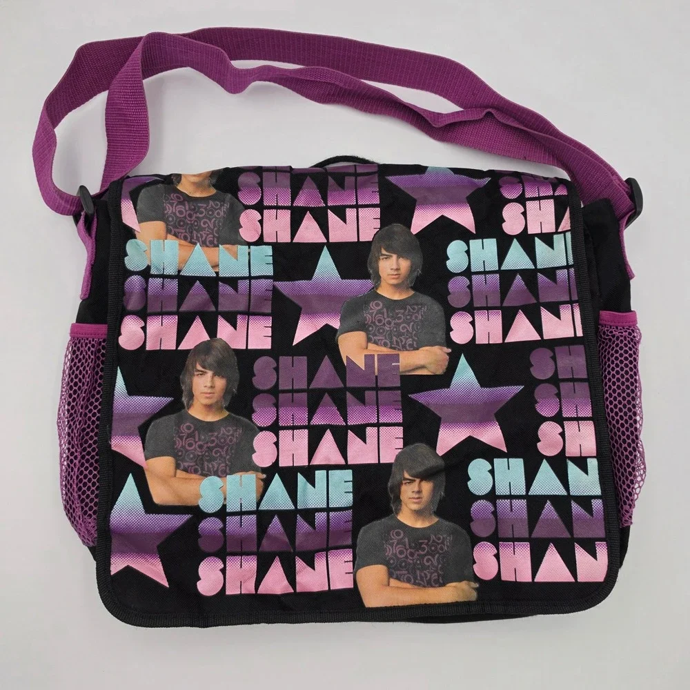 Disney Camp Rock Joe Jonas Shane Gray Messenger Bag Black Purple Y2K Vintage